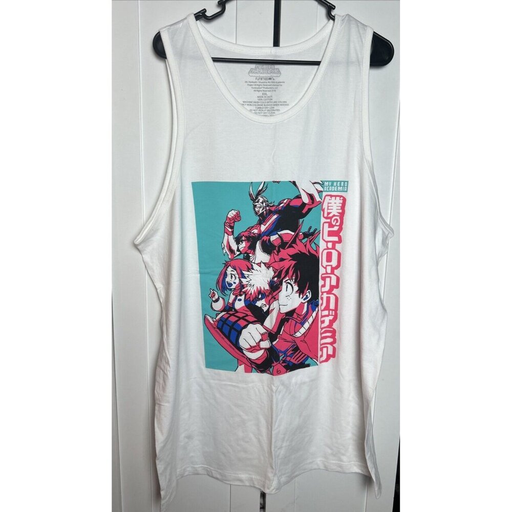 My Hero‎ Academia Mens Tank Top White Group Photo Graphic Size XXL